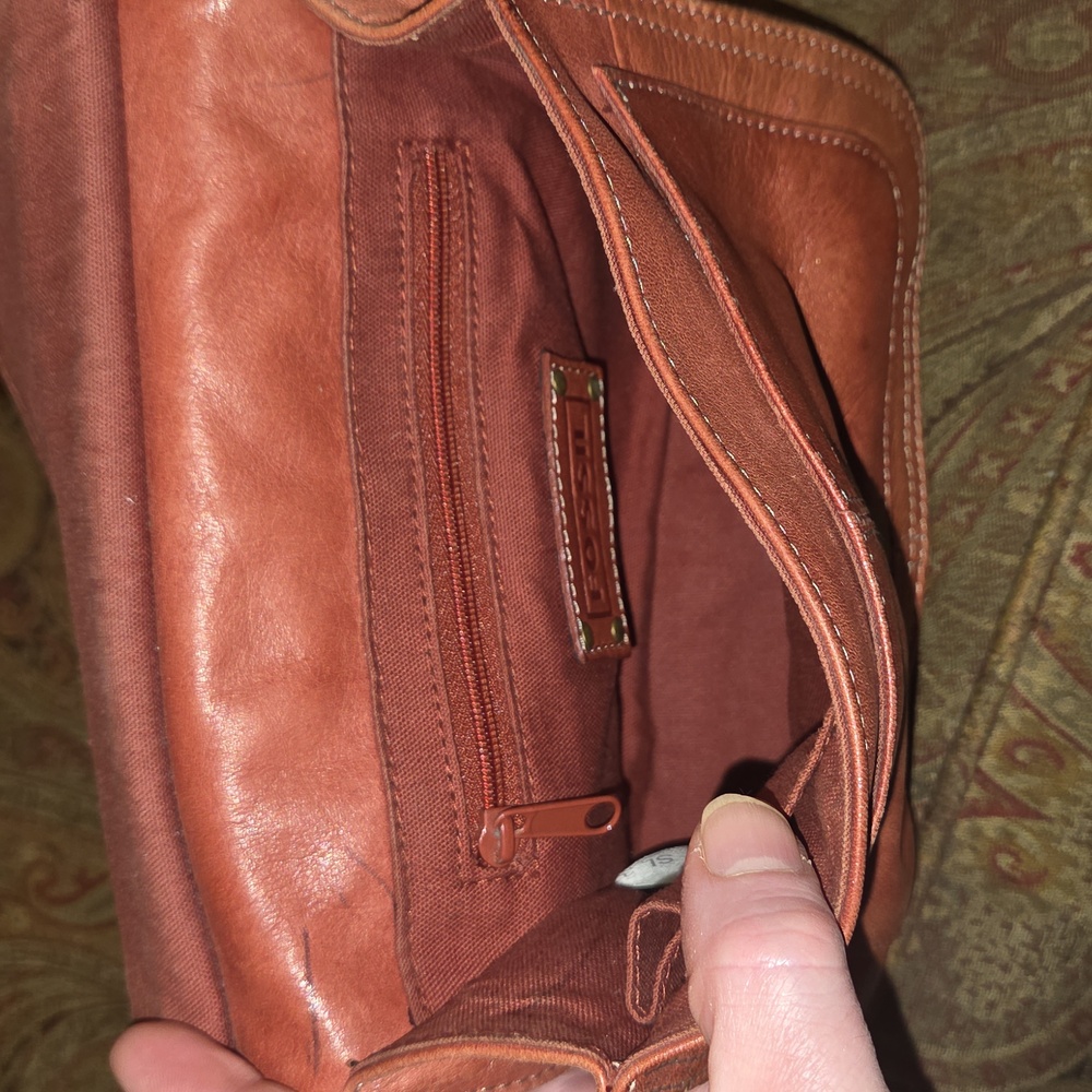 Fossil Brown Leather Crossbody Bag GUC - Picture 8 of 12
